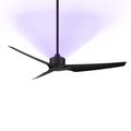 Wac 3-Blade Germicidal Smart Ceiling Fan 54" Matte Black UV-C LED Up-Light and Remote Control F-069U